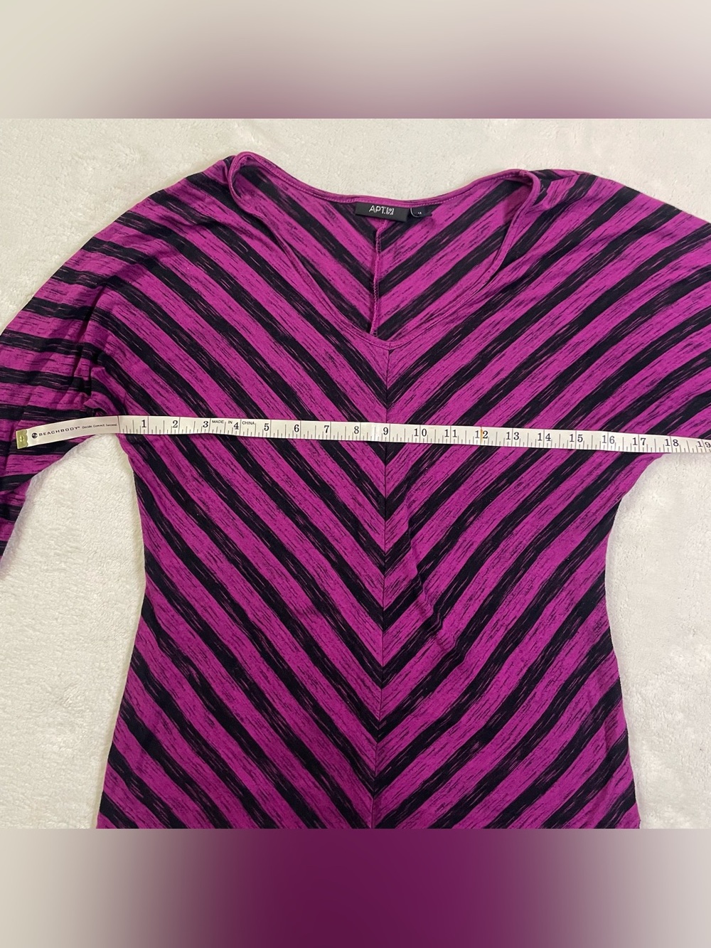 Apt. 9 Purple and Black V Striped Tunic size M - Picture 5 of 10